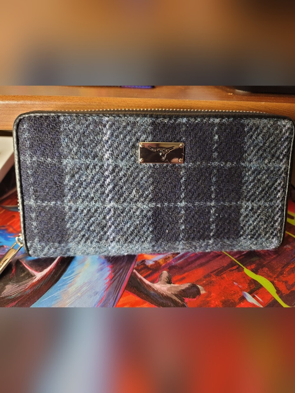 Glen Appin Harris Tweed Wallet, Large Zip for Women, Made in Scotland
